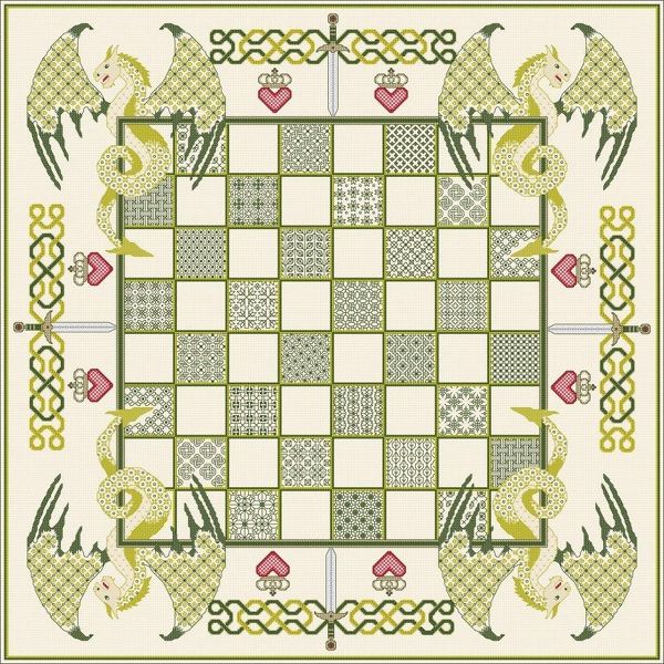 Chessboard with Green Dragons