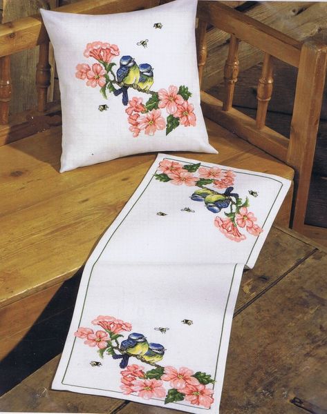 Blue Tit Cushion and Table Runner