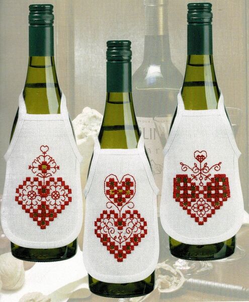 Hardanger Heart Aprons in Red