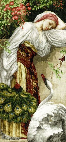 Girl with a Swan - 18 count Aida (Golden Fleece)