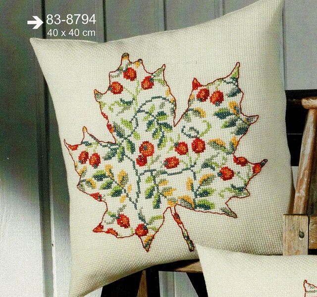Leaf with Rose Hips Cushion