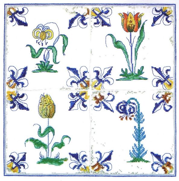 Antique Tiles - Flowers