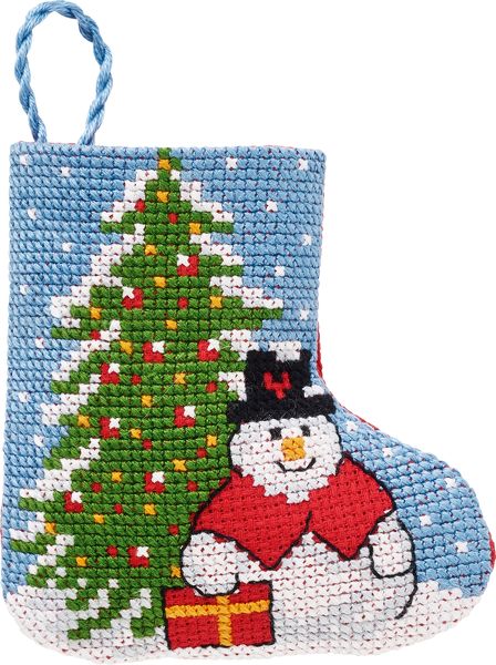 Snowman with Tree Mini Stocking