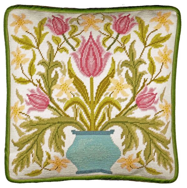 Vase of Tulips - William Morris Style Cushion Front