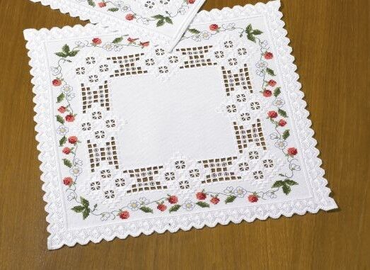 Hardanger Table Mats with Strawberries