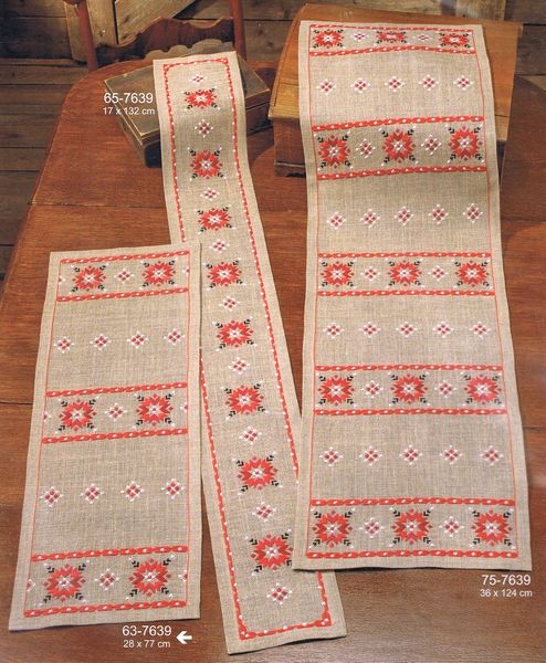 Swedish Design Hardanger Table Runners with Poinsettias