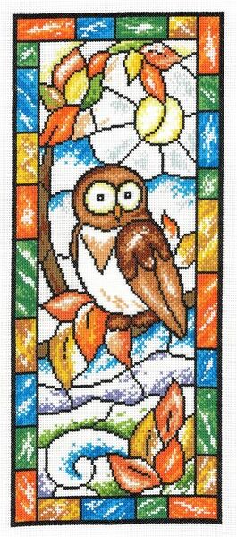 Stained Glass Autumn Owl