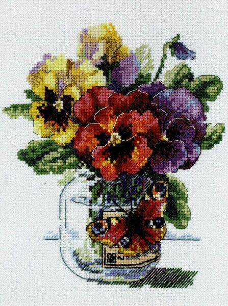 Pansies and Butterfly