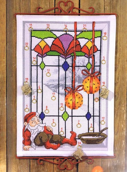 Elf in Stained Glass Window Advent