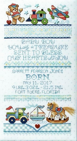 Boys and Toys Birth Sampler