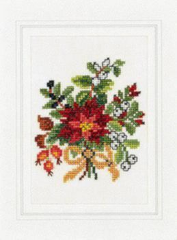 Poinsettia and Berries Christmas Card