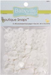 Babyville Boutique white Snaps (60 sets, size 20: .48 in/12.2mm)