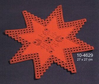 Red Hardanger Christmas Stars Table Mats