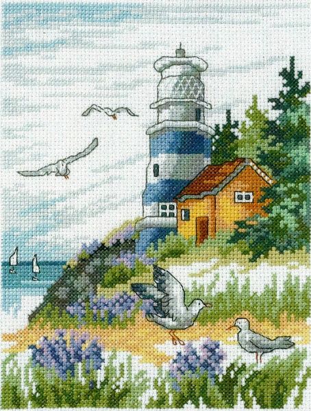 Blue and White Lighthouse