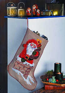 Santa and Chimney Christmas Stocking