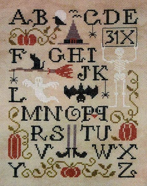 Schoolhouse Cross Stitch Alphabet Font Pattern 