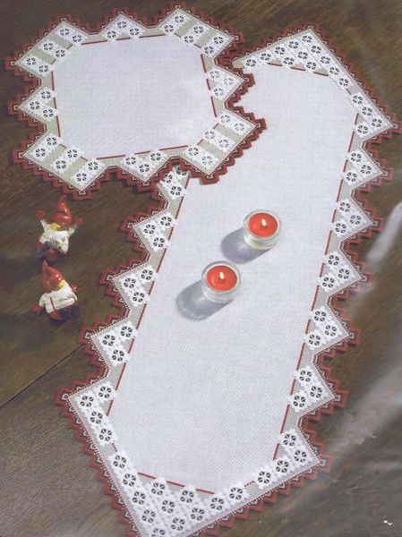 Red and White Hardanger Table Mats