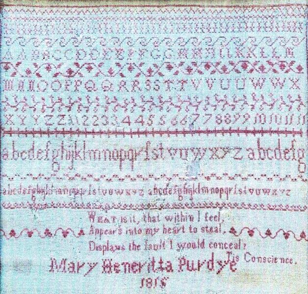 Mary Purdye 1815 Sampler