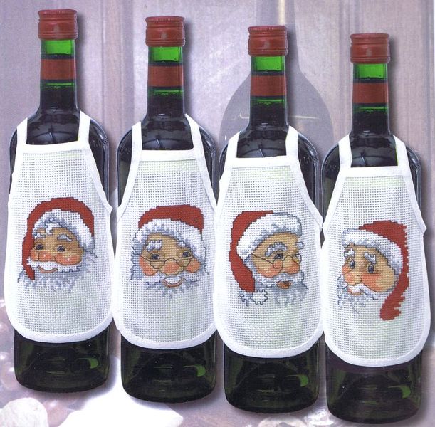 Santa Wine Bottle Aprons