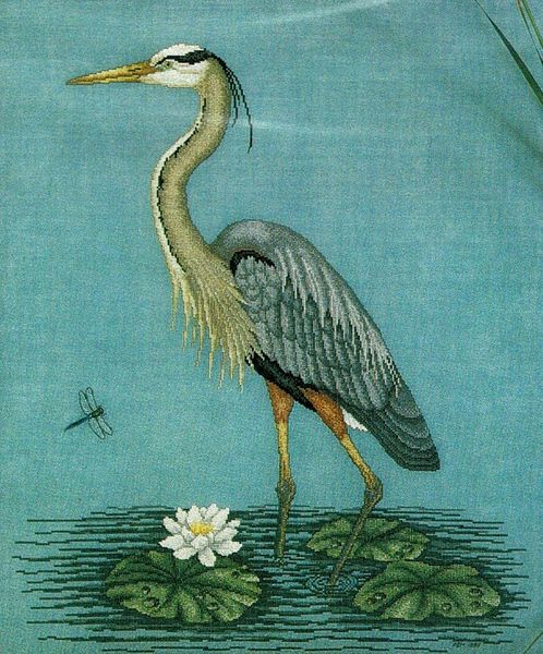 Counted Cross Stitch Patterns Great Blue Heron Color Symbols Charts 