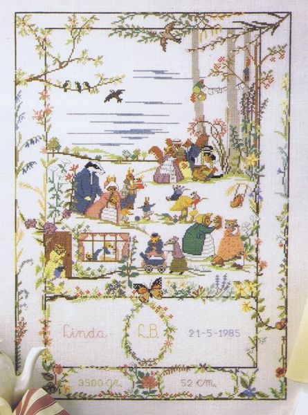 Woodland Animals Birth Sampler