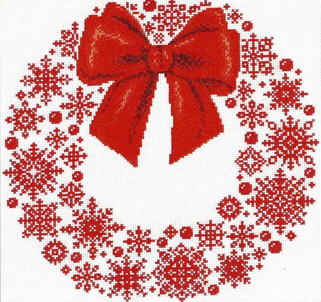 Redwork Snowflake Wreath