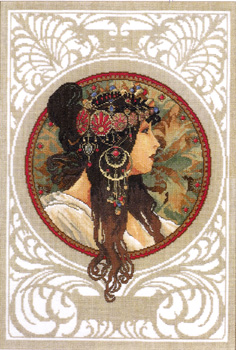 Art Nouveau by Mucha - Brunette