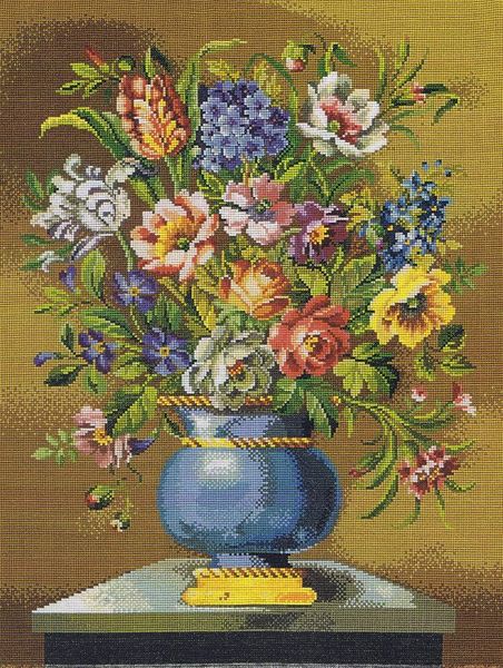 Flowers in a Blue Vase