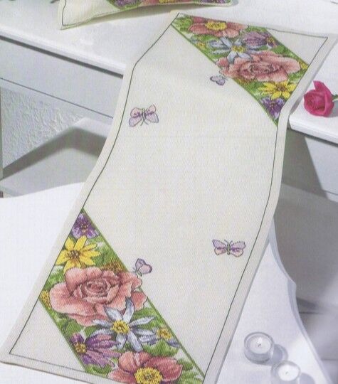 Rose & Butterflies Table Runner and Cushion