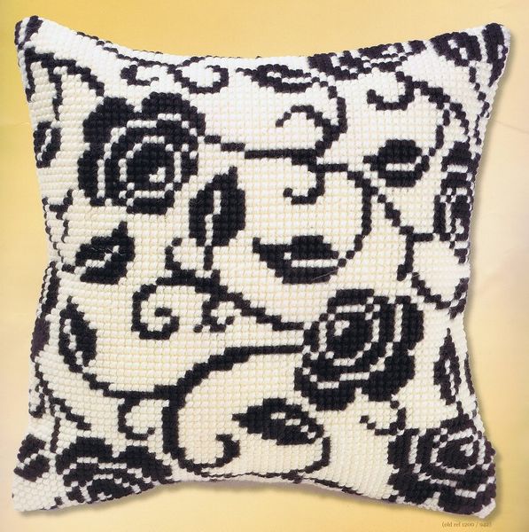 Black Rose Cushion Front