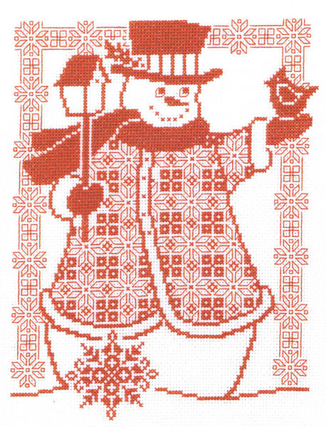 Redwork Snowman