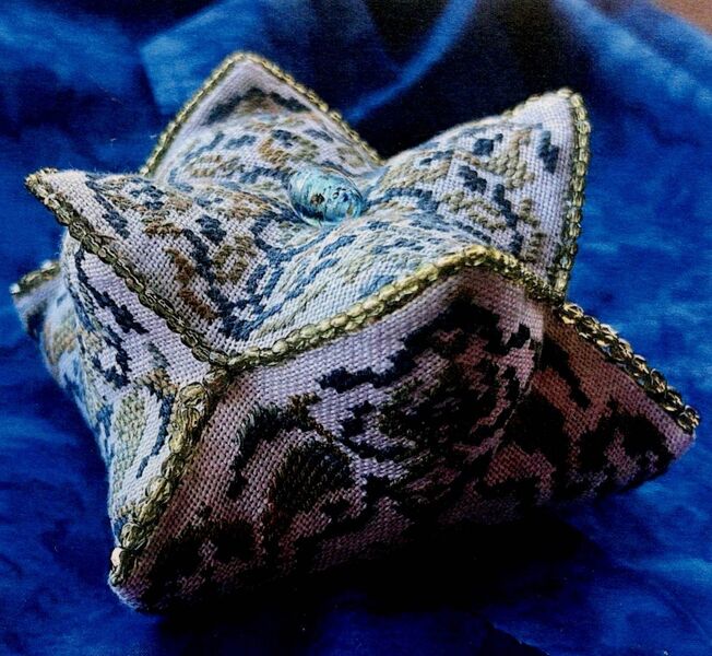 Blue Bead Biscornu