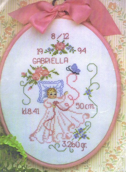 Framed Baby Girl Birth Sampler