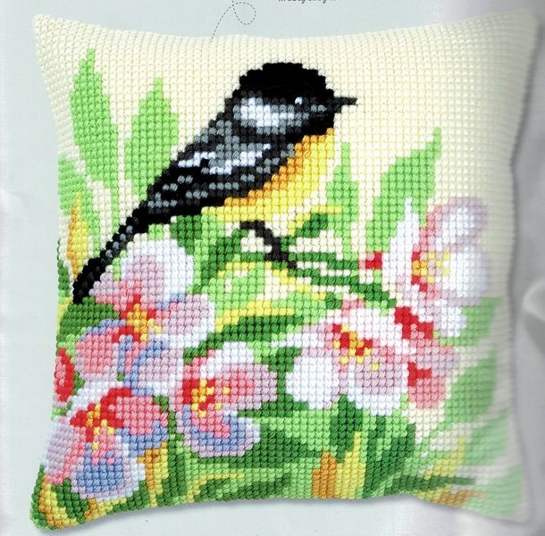Tit and Blossom Cushion