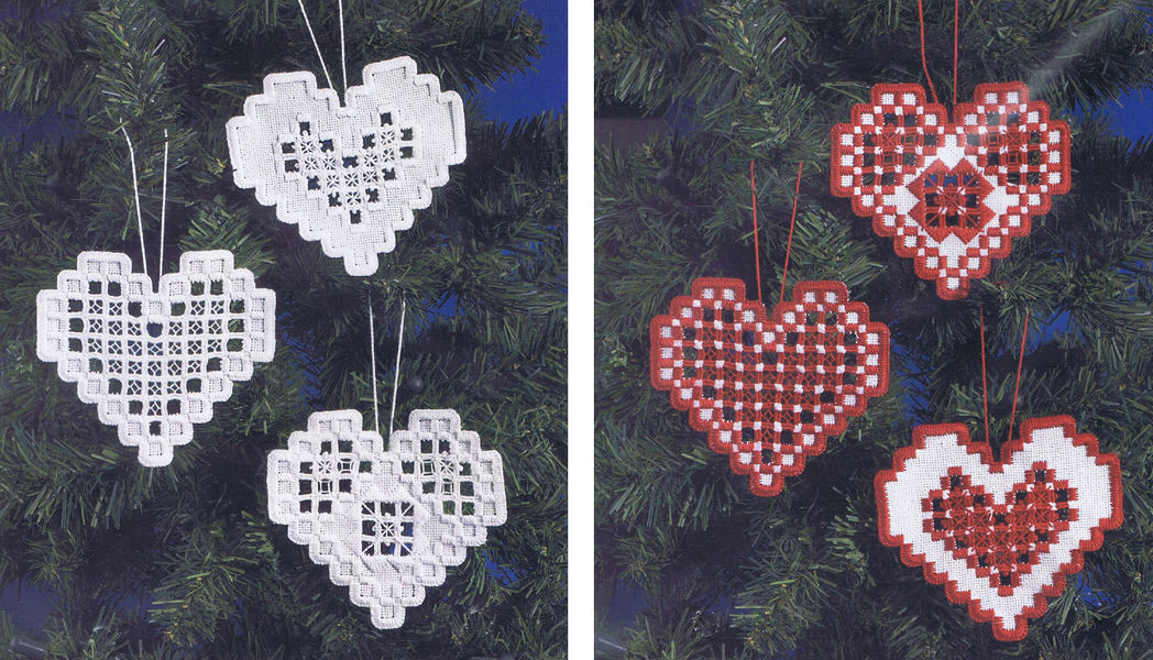 Christmas Hardanger Hearts - White