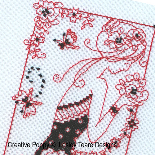 Floral Lady in Blackwork (view 2)