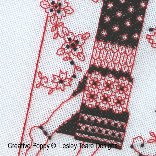 Floral Lady in Blackwork (view 4)