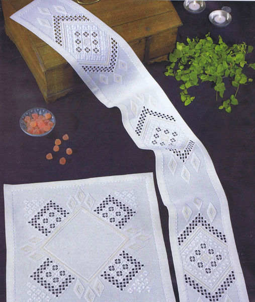 Cream and White Hardanger Table Mats