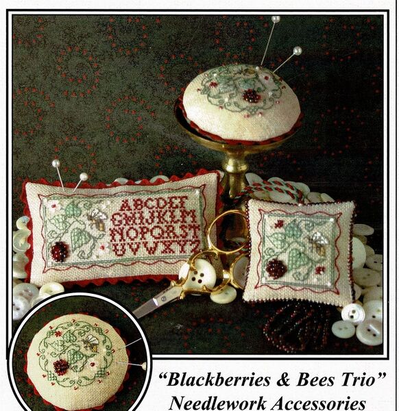 Blackberries and Bees Trio Needlework Accessories