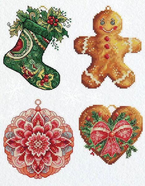Winter Decorations - Christmas Stocking, Gingerbread Man, Flower and Heart
