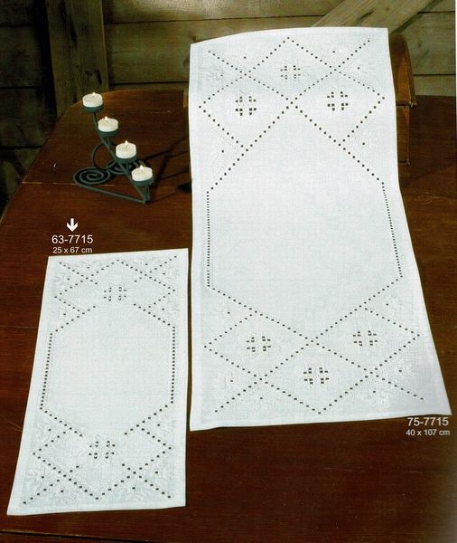 Hardanger Table Runners with Diamonds and Snowflakes
