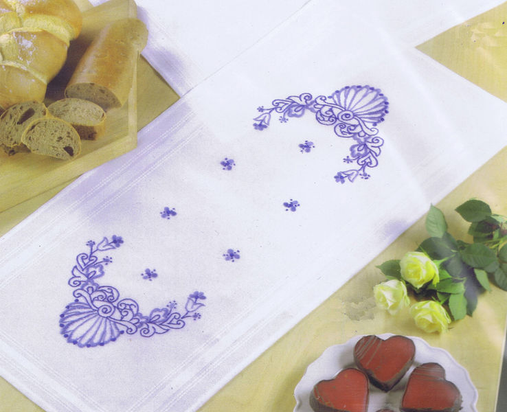 Blue Flowers Table Runner