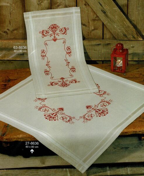 Classic Red Table Cover - Hearts and Swirls