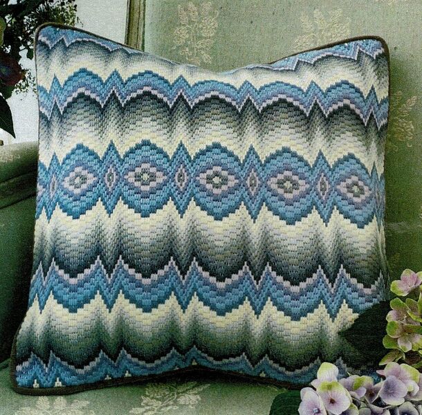 Veronese Blue Bargello Cushion Front