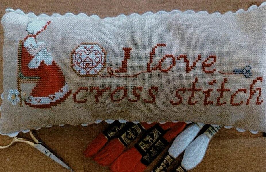 I Love Cross Stitch Pillow