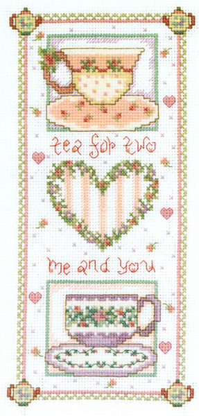 B Flower Patterned Vintage Tea Cup Sampler Cross Stitch Chart
