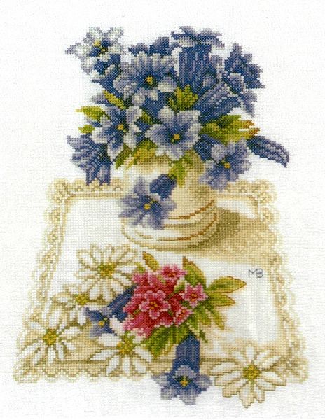 Blue Flowers in a White Jug