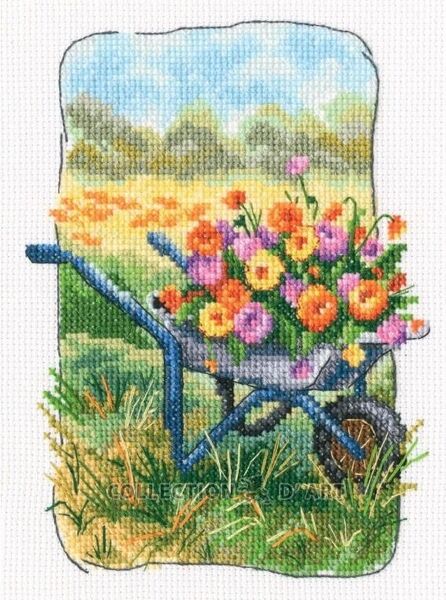 Grandmother's Old Garden - Wheelbarrow with Flowers