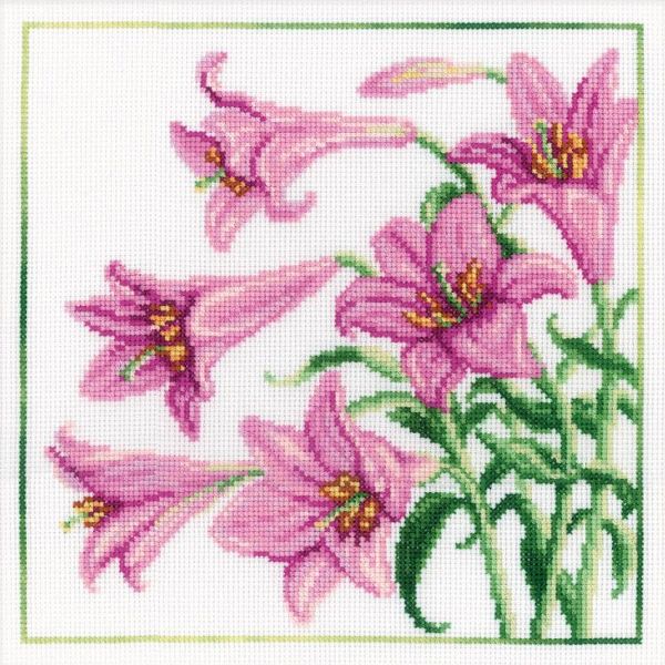 Pink Lilies - cross stitch kit by RTO