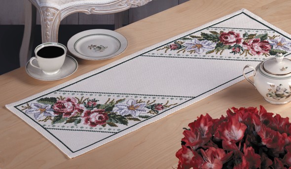 Table Runner with Roses and Lilies